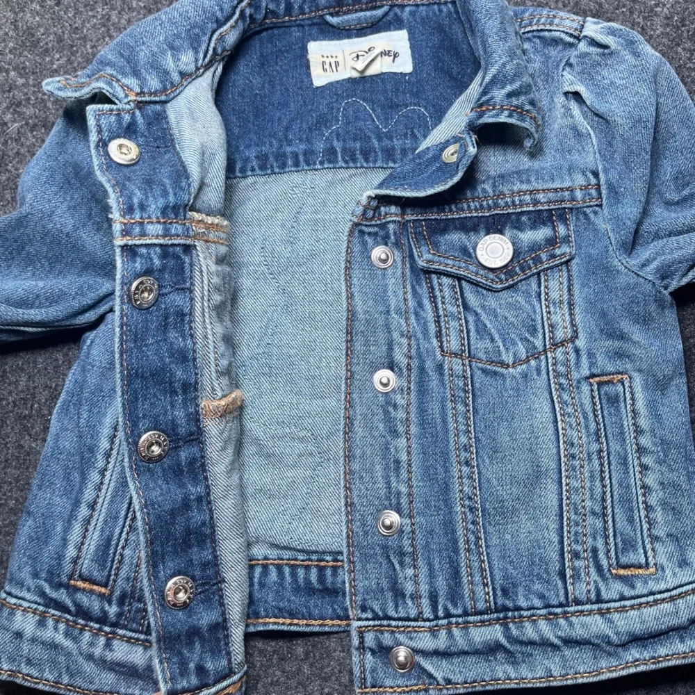 Baby Gap Denim Jacket Toddler 3T Blue Excellent Minnie Mouse Disney‎ Patch Snap